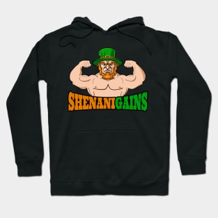 Irish Muscular Leprechaun Bodybuilder St Patricks Day Flexing Shenanigains Fitness Gym Workout Gift Hoodie